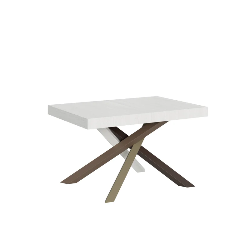 Tavolo Allungabile 120/380x90 cm Volantis Bianco Frassino Gambe Multicolore 4/C
