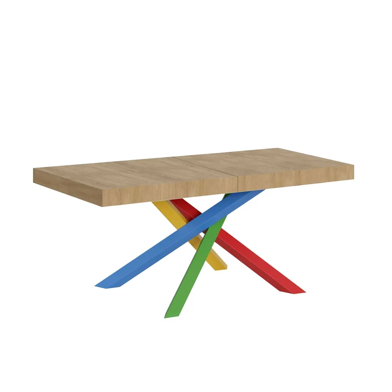 Tavolo Allungabile 120/380x90 cm Volantis Premium Quercia Natura Gambe Multicolore 4/B