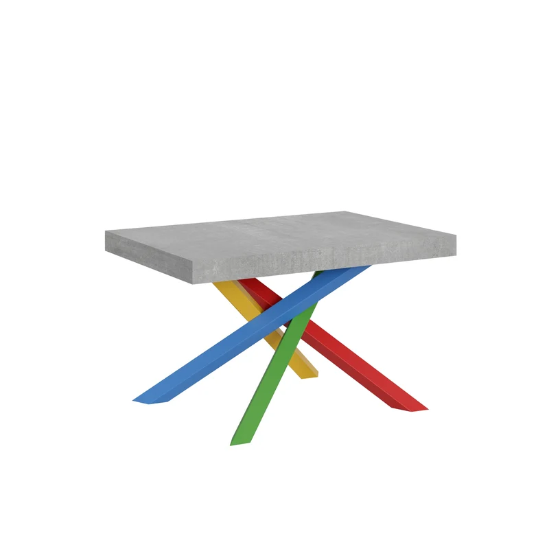 Tavolo Allungabile 120/380x90 cm Volantis Cemento Gambe Multicolore 4/B