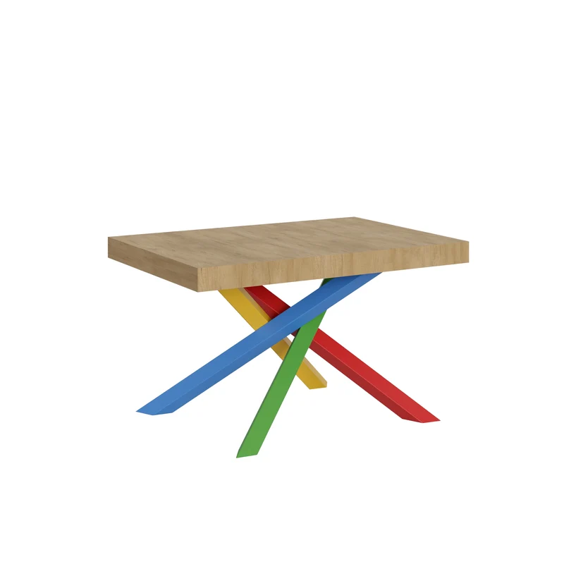Tavolo Allungabile 120/380x90 cm Volantis Quercia Natura Gambe Multicolore 4/B