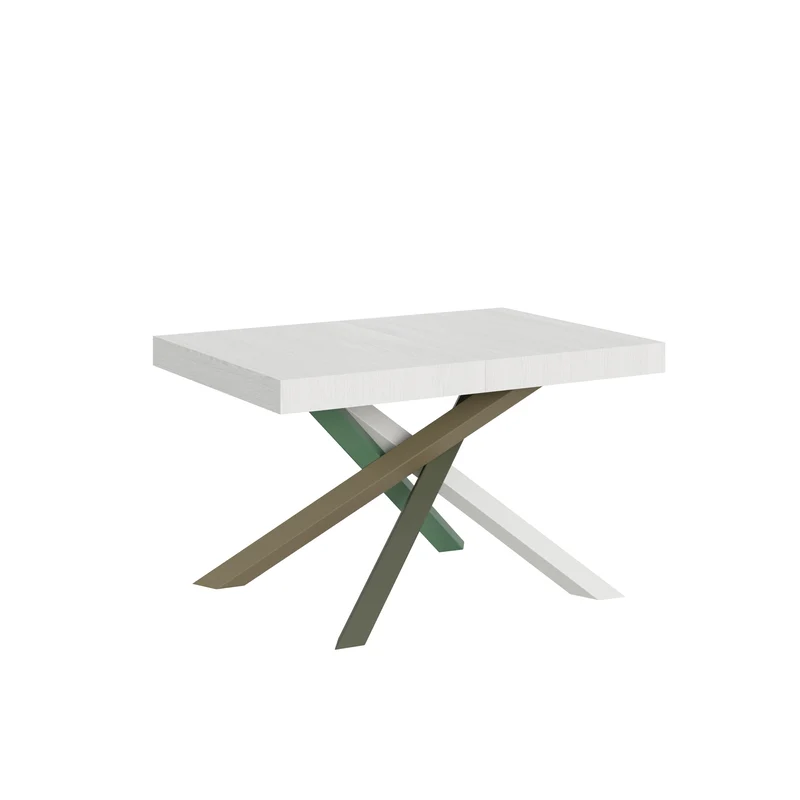 Tavolo Allungabile 120/380x90 cm Volantis Bianco Frassino Gambe Multicolore 4/A