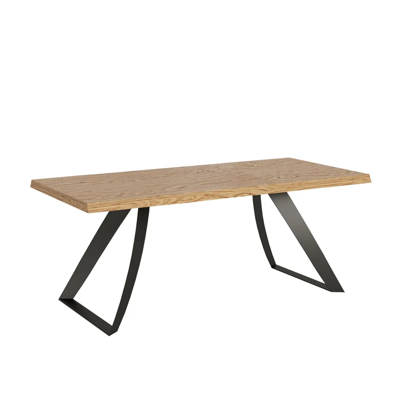 Tavolo Fisso 200x90 cm Tabira Rovere Scortecciato Gambe Antracite