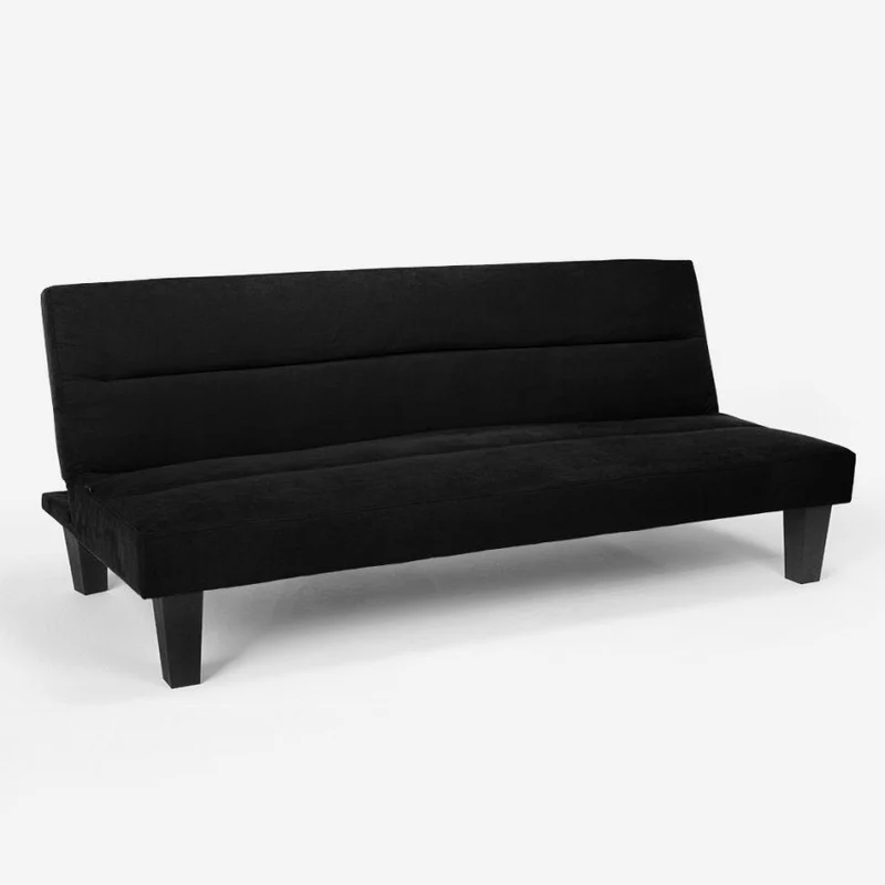 Divano Letto 175x81x76 cm in Microfibra Nero