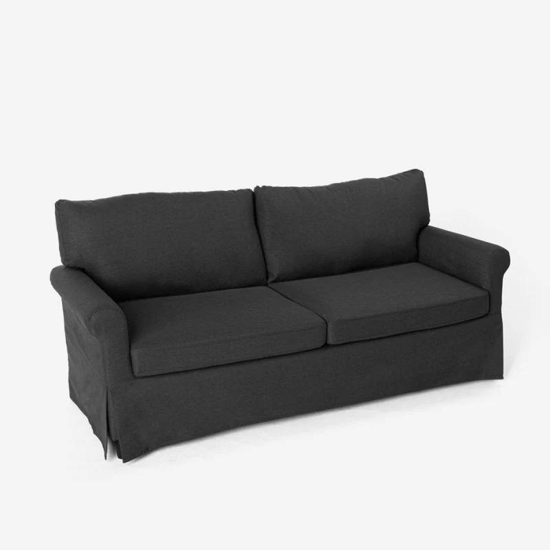Divano 3 Posti 94x74x178cm in Tessuto Grigio
