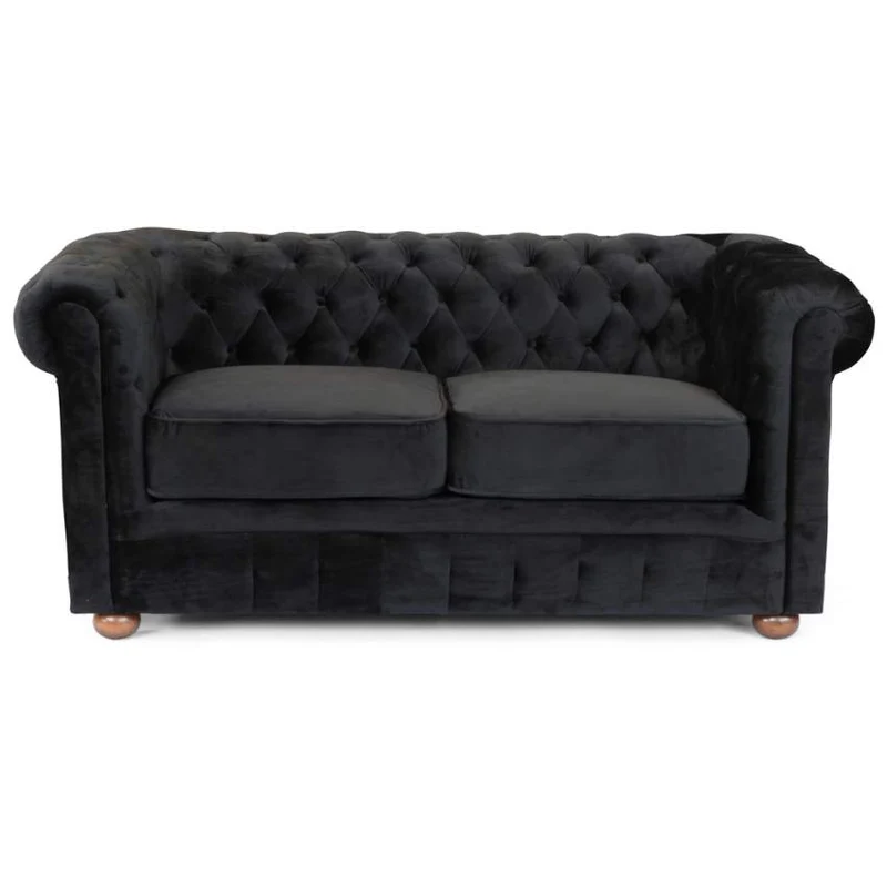 Divano 2 Posti 170x81x77 cm in Tessuto Nero