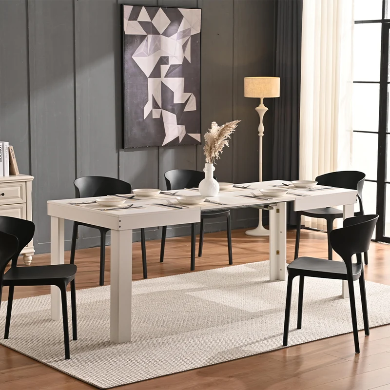 Tavolo da Pranzo Allungabile 120-200x80x76 cm in Legno Bianco