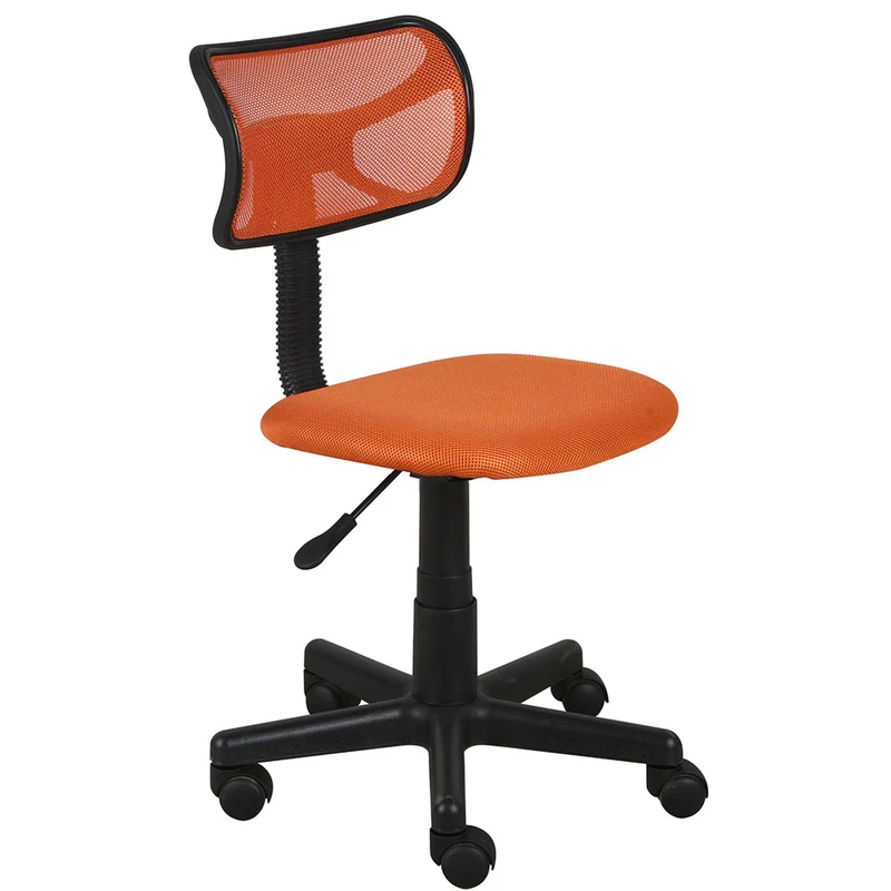 Sedia Girevole 5 Ruote per Ufficio Cameretta con Schienale Ergonomico in Tessuto a Rete Arancio