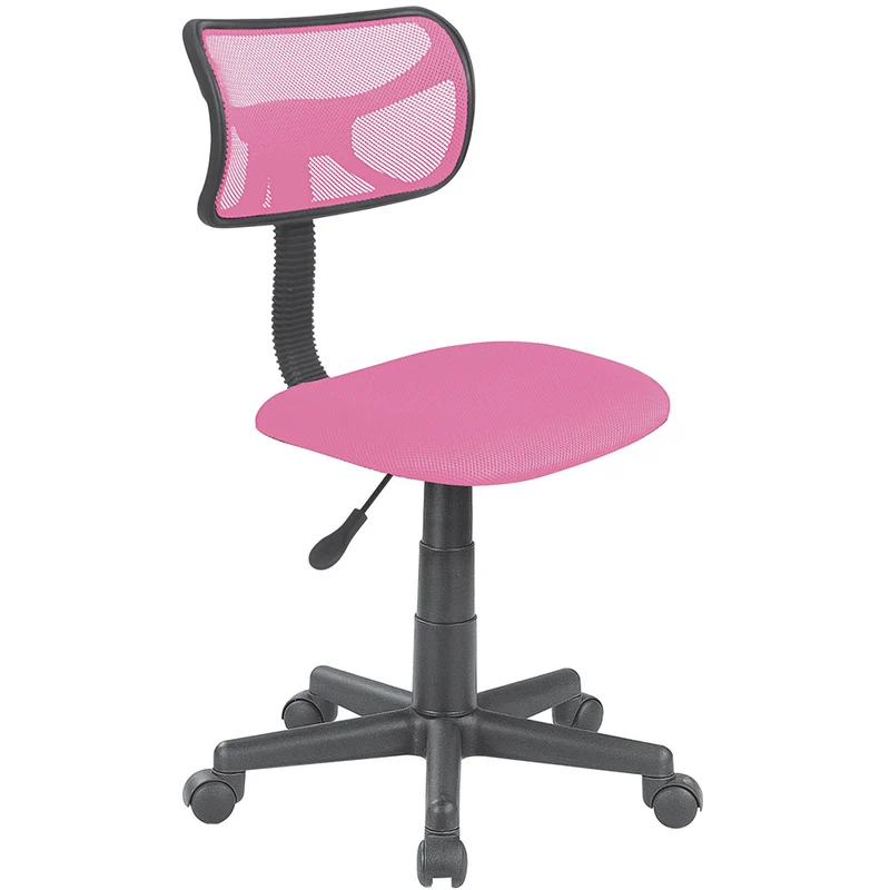 Sedia Girevole 5 Ruote per Ufficio Cameretta con Schienale Ergonomico in Tessuto a Rete Rosa