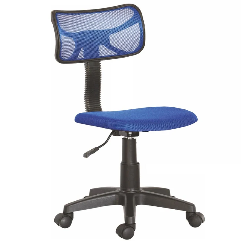 Sedia Girevole 5 Ruote per Ufficio Cameretta con Schienale Ergonomico in Tessuto a Rete Blu
