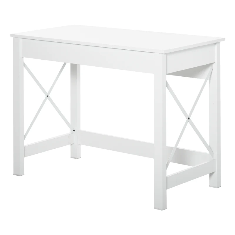 Scrivania porta PC dal Design Moderno e Minimal 105x50x76 cm in Legno e Acciaio Bianco
