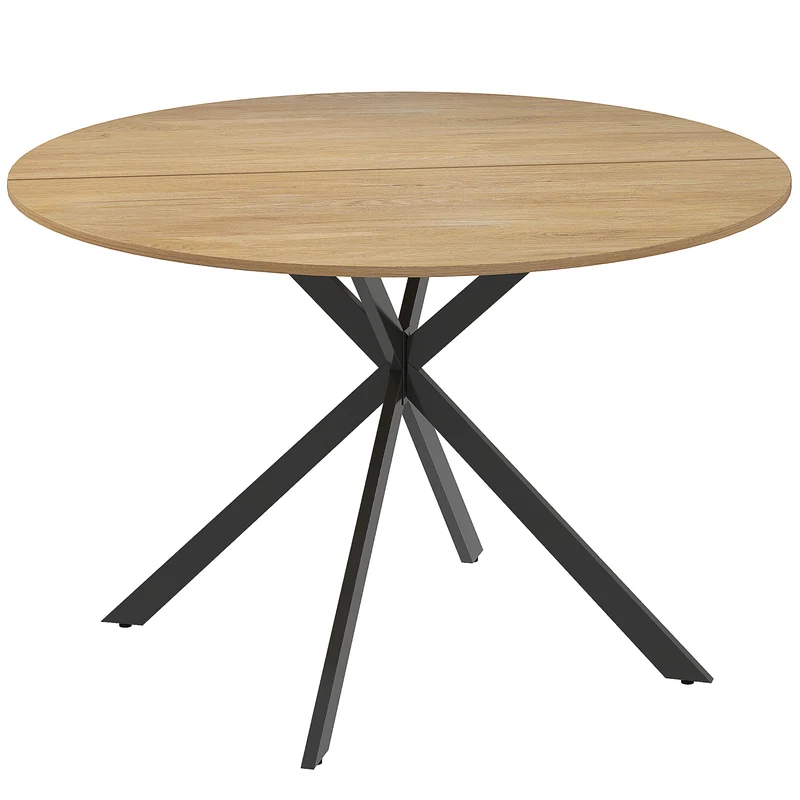 Tavolo da Pranzo Rotondo Stile Industriale Ø120x75 cm con Gambe a Croce in Acciaio Colore Quercia