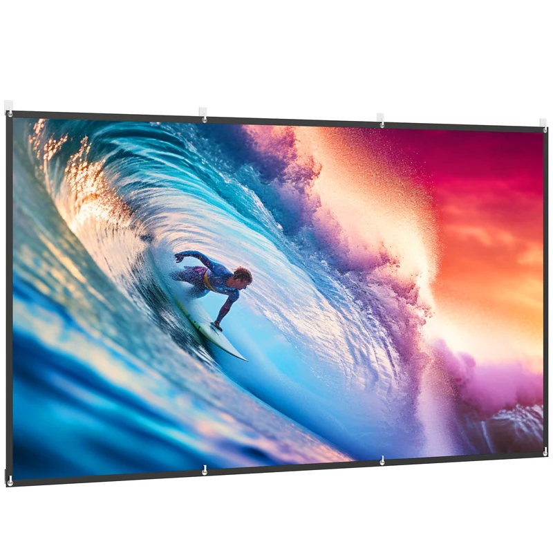 Telo per Proiettore 120" 16:9 HD 4K-8K Pieghevole e Portatile Antipiega e Lavabile Bianco