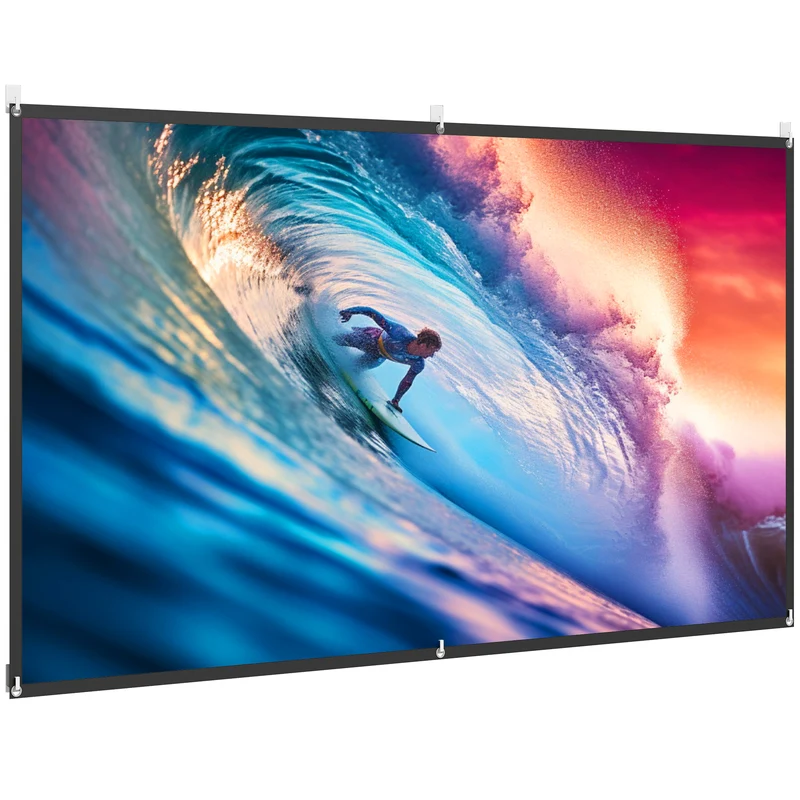 Telo per Proiettore 100" 16:9 HD 4K-8K Pieghevole e Portatile Antipiega e Lavabile Bianco