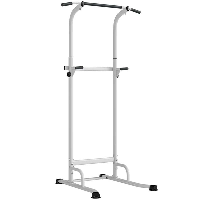 Stazione Fitness con Barre per Dip e Trazioni Altezza Regolabile 176,5-227 cm e Capacità 120 kg Bianco