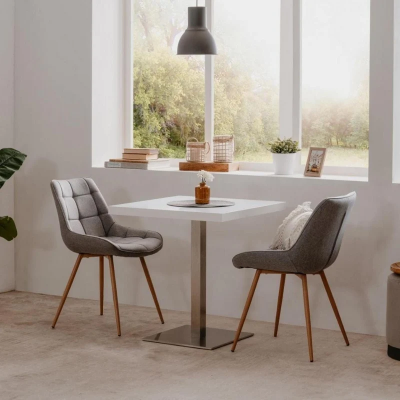 Tavolo alto Quadrato 70x70x75 cm piano bianco e base cromo