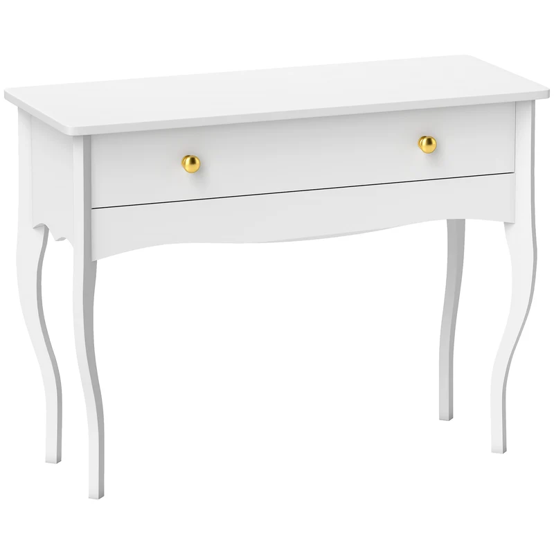 Consolle da Ingresso 100x40x74 cm con Cassetto in MDF Bianco