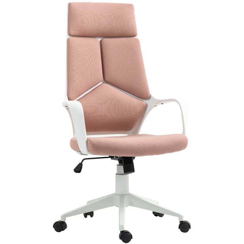 Sedia da Ufficio Operativa 63x63x117-127 cm Seduta Girevole e Dondolo Tessuto a Rete Rosa