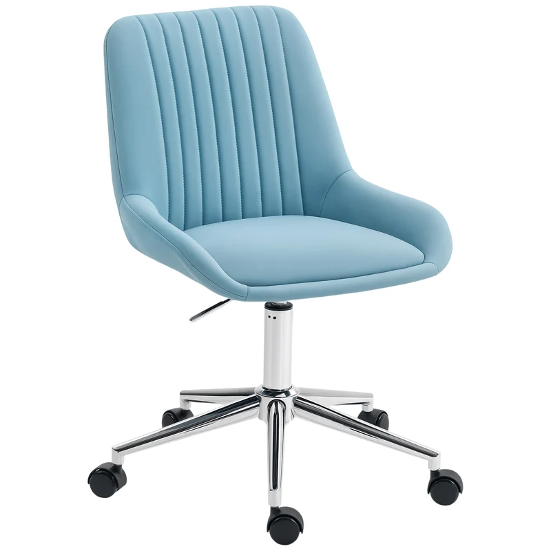 Sedia per Scrivania 52x58x80-90 cm Girevole con Ruote in Silicone PU Blu