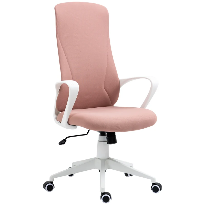 Sedia da Ufficio Ergonomica 62x56x110-119,5 cm Altezza Regolabile e Dondolo Seduta in Tessuto Elastico Rosa