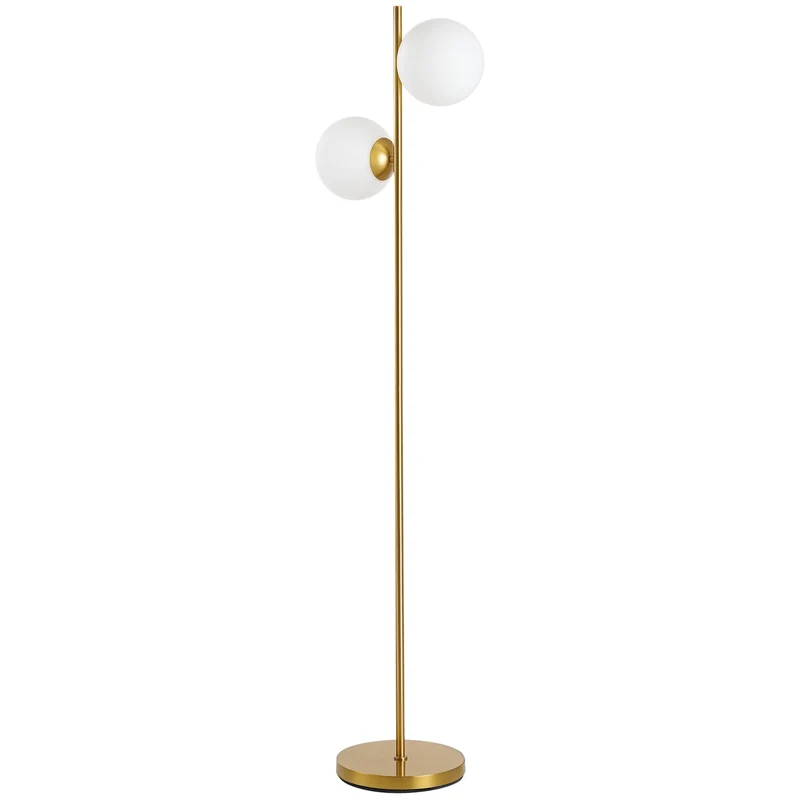 Lampada da Terra Ø28x165 cm Paralumi a Sfera con Attacco E27 Struttura in Metallo Oro