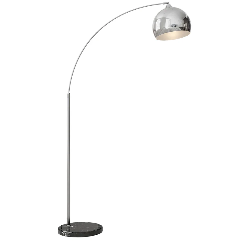 Lampada da Terra Design Vintage Asta Regolabile con Attacco E27 Struttura in Metallo e Base in Marmo Argento