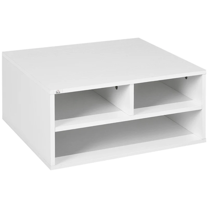 Mobile Porta Stampante con 3 Ripiani a 2 Livelli 47x40x22,5 cm in Truciolato Bianco
