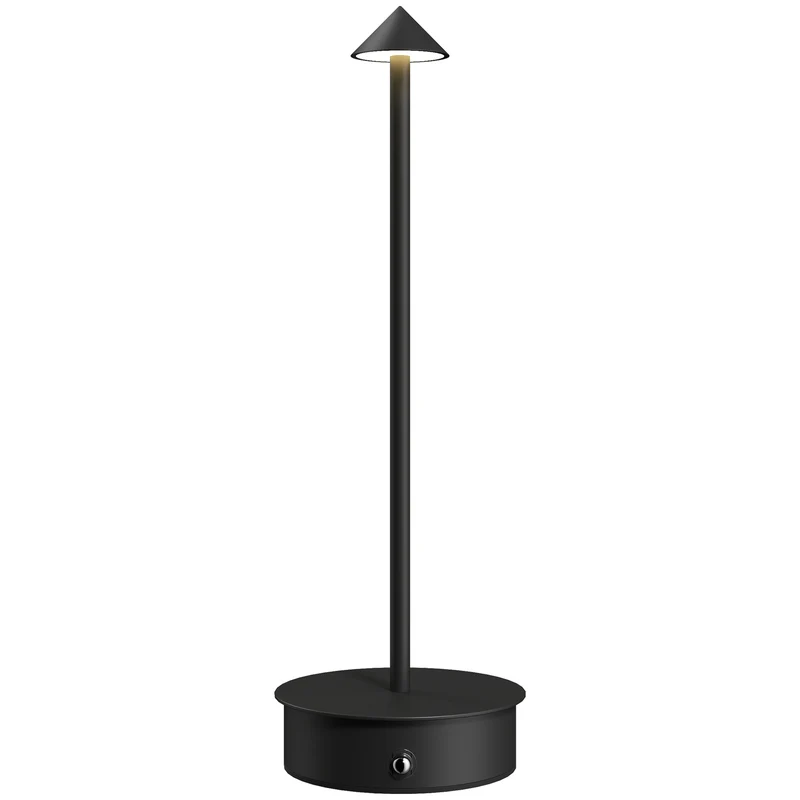 Lampada da Tavolo Touch Luce Led 3 Tonalità Ricaricabile con USB in Acciaio Nero
