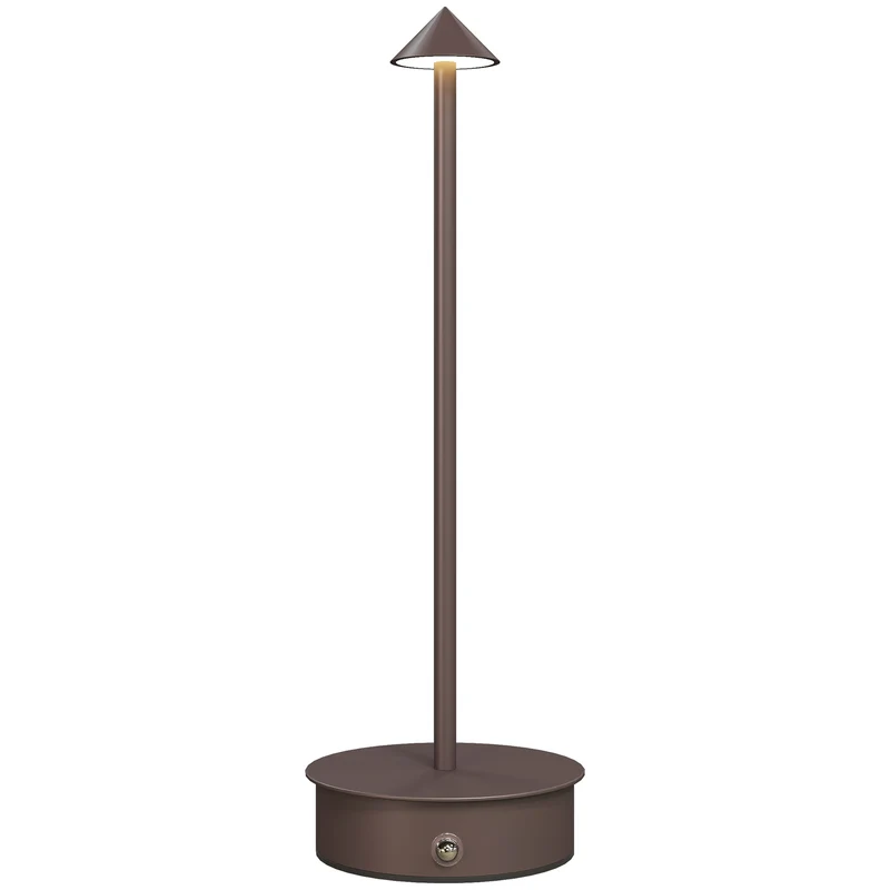 Lampada da Tavolo Touch Luce Led 3 Tonalità Ricaricabile con USB in Acciaio Caffè