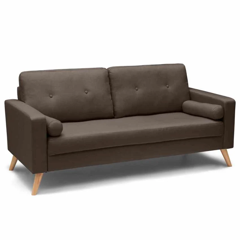 Divano 3 Posti 181x79x84 cm in Tessuto Marrone