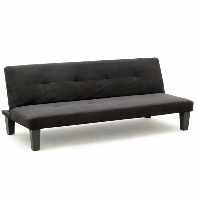 Divano Letto 175x80x70 cm in Microfibra Nero