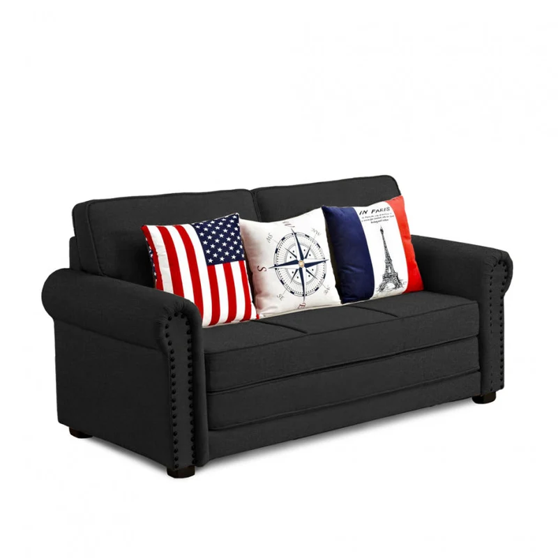 Divano Letto 180x85x92 cm in Tessuto Nero