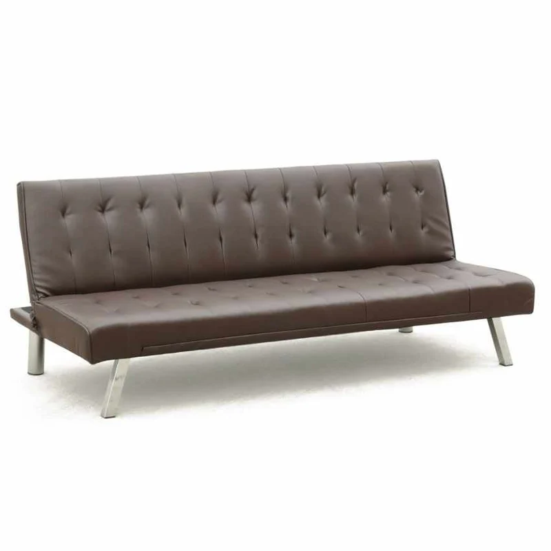 Divano Letto 175x80x73 cm in Similpelle Marrone