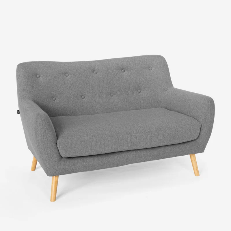 Divano 2 Posti 125x83x82 cm in Tessuto Grigio Scuro