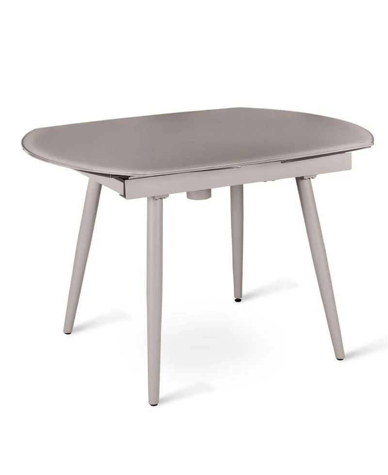 Kyoto Four - Tavolo allungabile in vetro e metallo tortora cm 90x120/180x76h