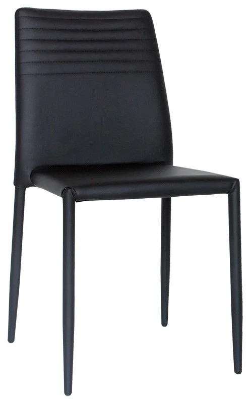 Set da 2 Sedia nera in ecopelle per sala da pranzo moderna con struttura in metallo