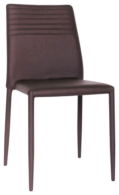 Set da 2 Sedia moderna in ecopelle marrone con schienale imbottito per soggiorno cucina