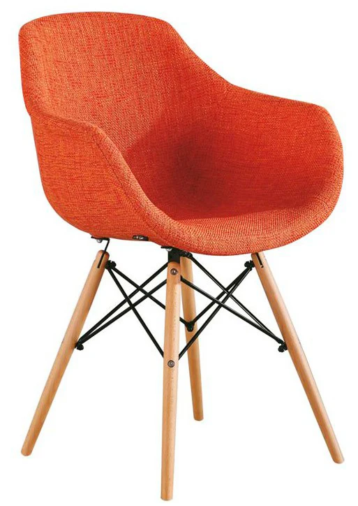 Set da 2 Poltrona relax moderna per lettura in tessuto arancio e struttura in legno e metallo
