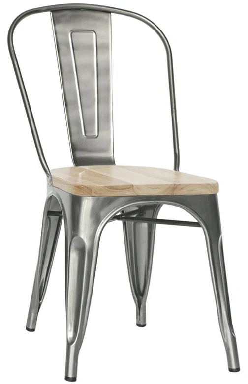 Set da 2 Sedia in metallo verniciato con seduta in legno chiaro e vernice trasparente da interno ed esterno