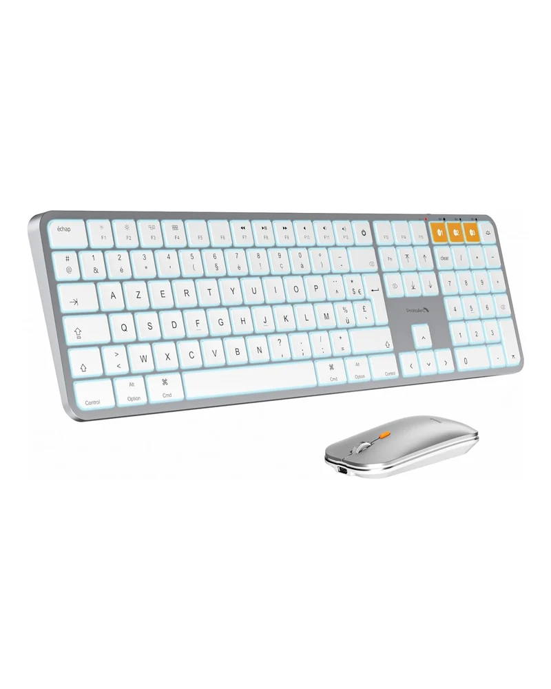 KM100-A Ensemble Clavier Fina Rétroéclairé et Souris pour Mac (FR Layout)